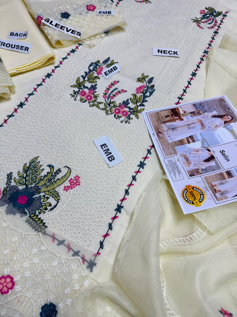 Pastel-Floral Embroidered Lawn 3-Piece Suit