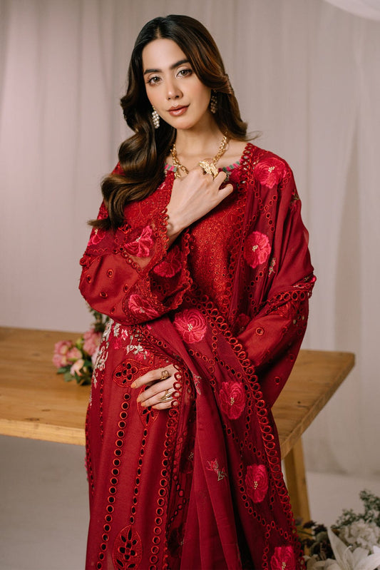 Maroon Embroidered 3-Piece Suit