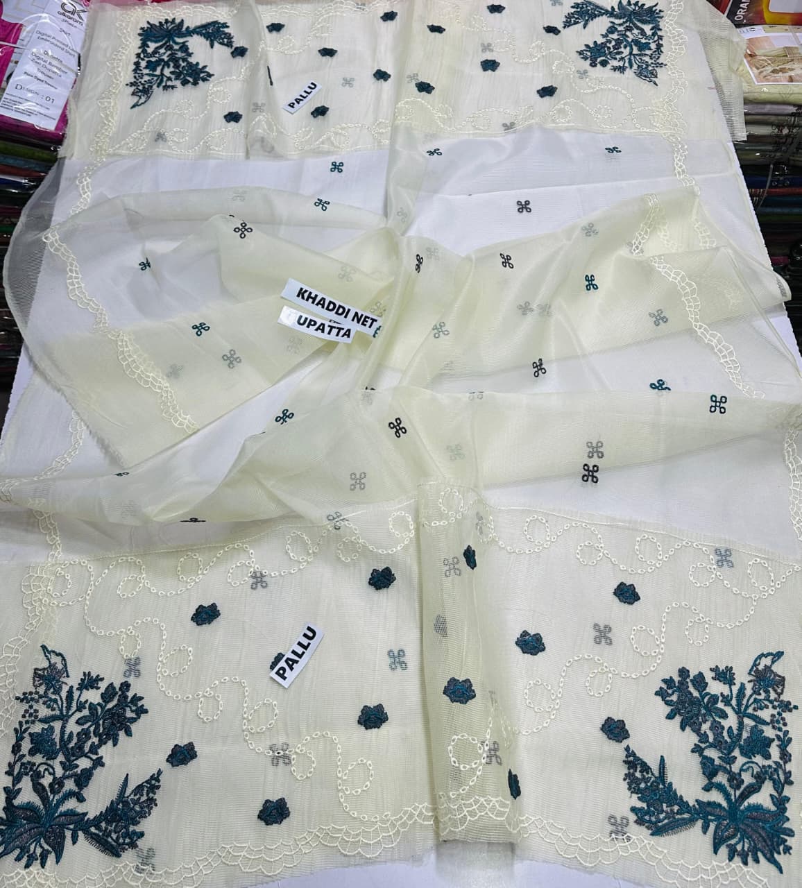 Blue Floral Embroidered 3-Piece Suit