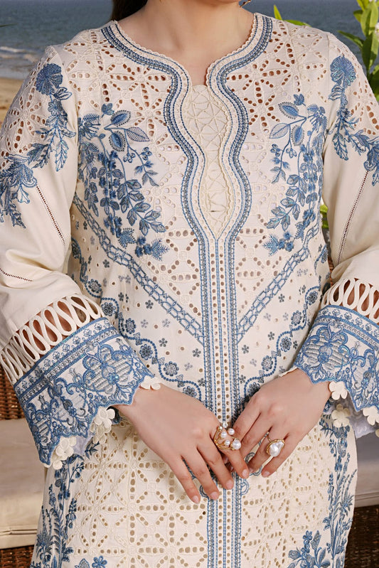 Blue Floral Embroidered 3-Piece Suit