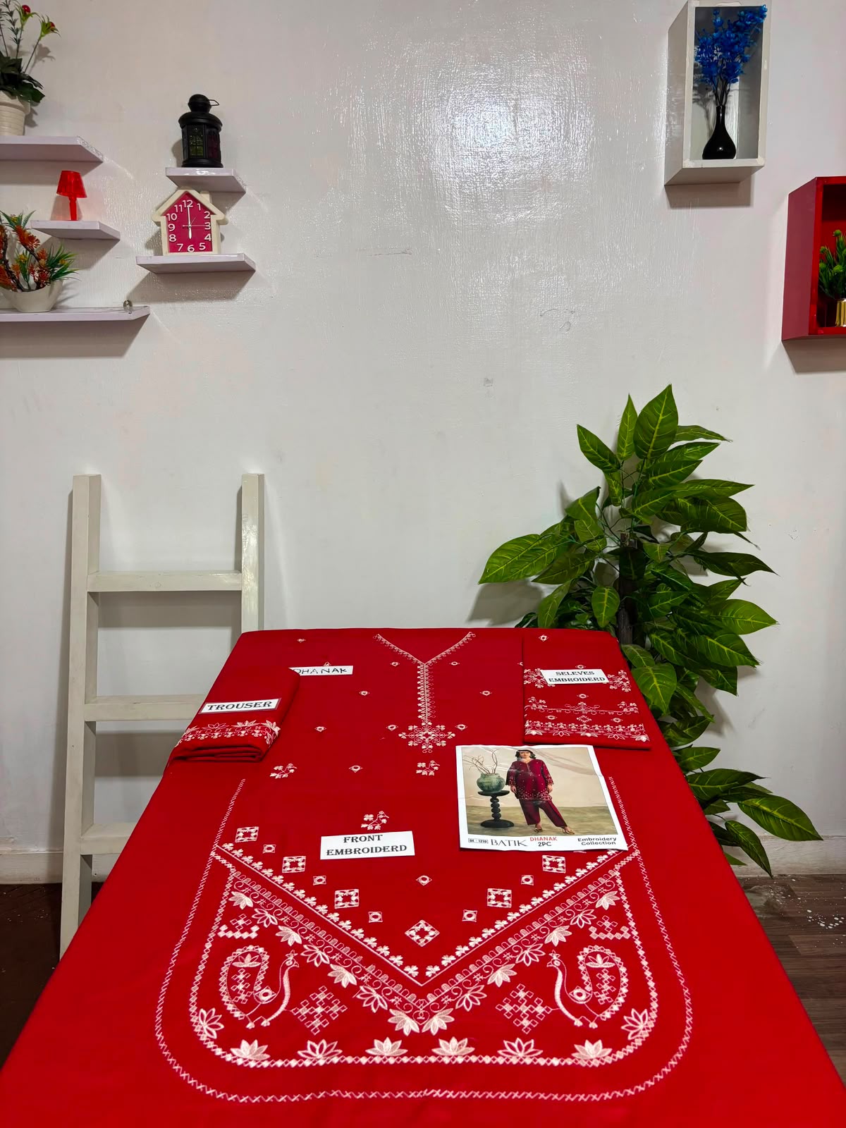Red Dhanak 2-PC Suit