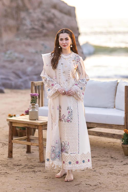 Pastel-Floral Embroidered Lawn 3-Piece Suit