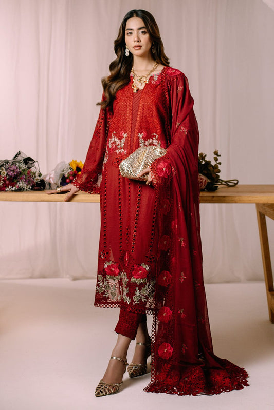 Maroon Embroidered 3-Piece Suit