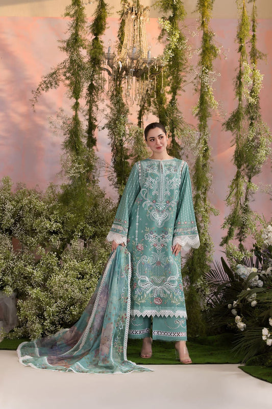 Sea Green Embroidered 3-PC Suit