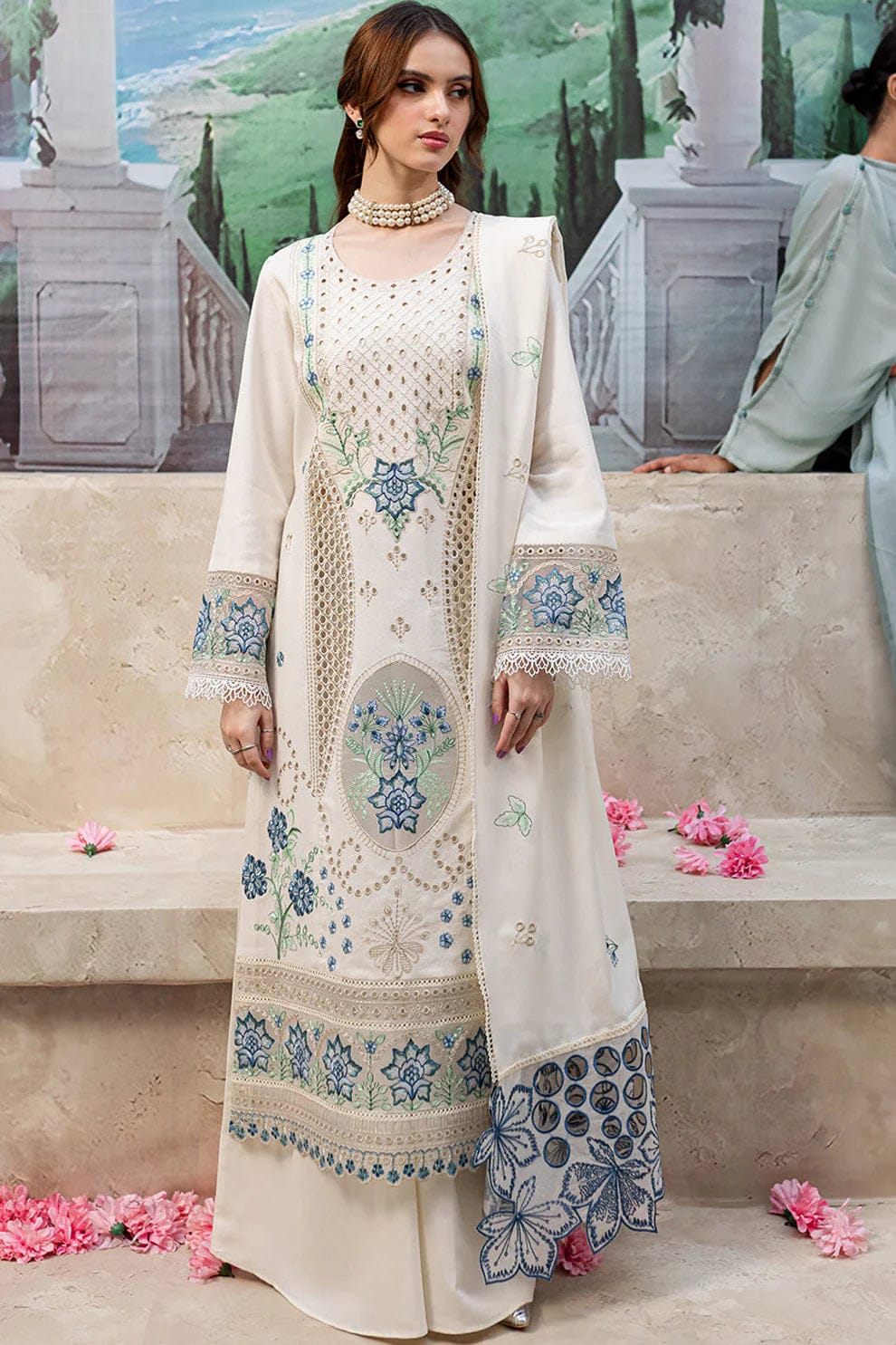 Ivory / Off-White with Blue 3-PC Suit