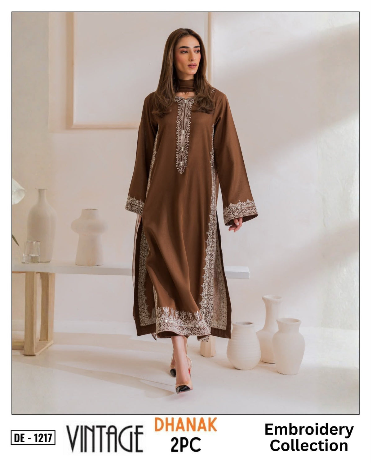 Brown Dhanak 2-Piece Suit