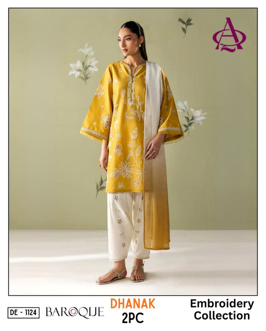 Yellow Dhanak 2-Piece Suit
