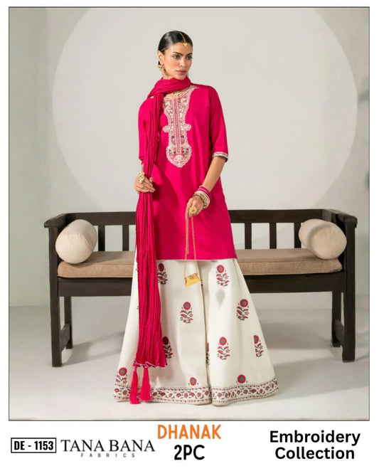Pink Dhanak 2-Piece Suit