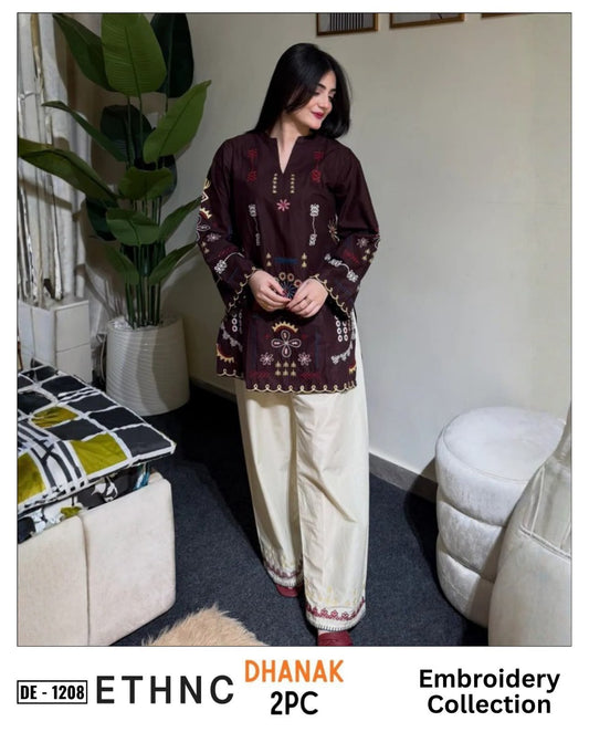 Dark-Brown Dhanak 2-Piece Suit