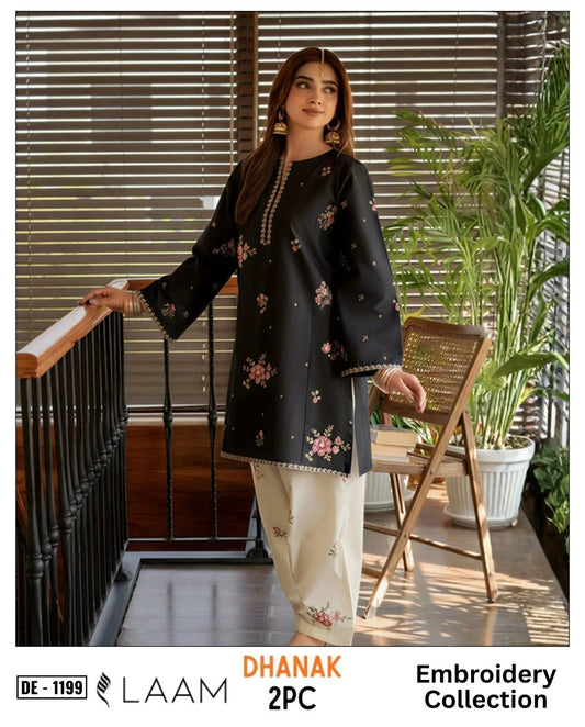 Black  Dhanak 2-Piece Suit