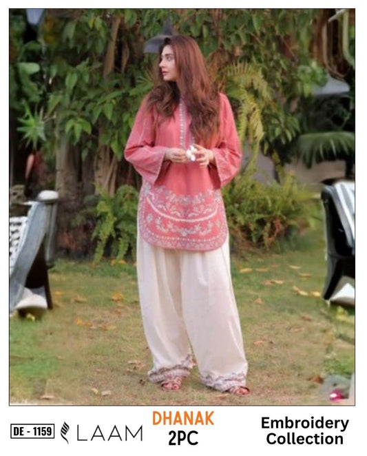 Pink Dhanak 2-Piece Suit