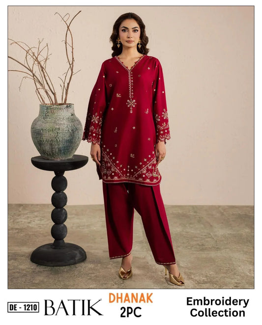 Red Dhanak 2-PC Suit