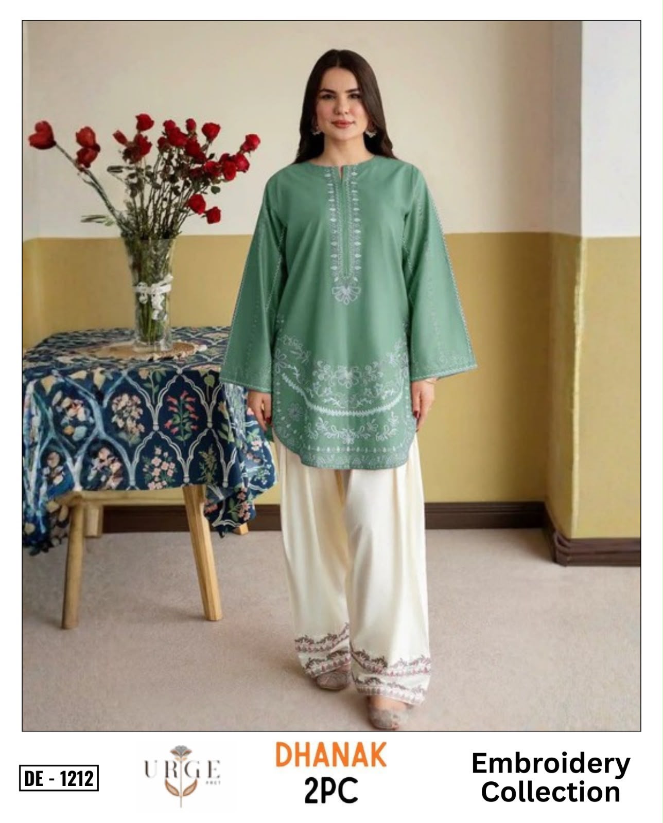 Green Dhanak 2-Piece Suit