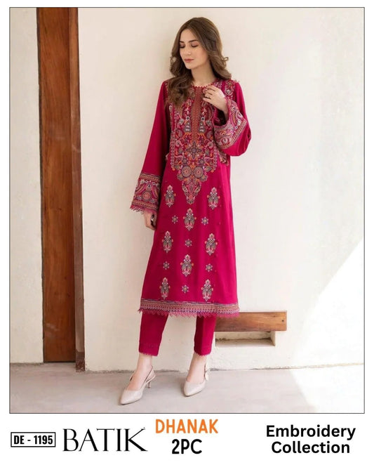 Fushsia-Pink Dhanak 2-Piece Suit