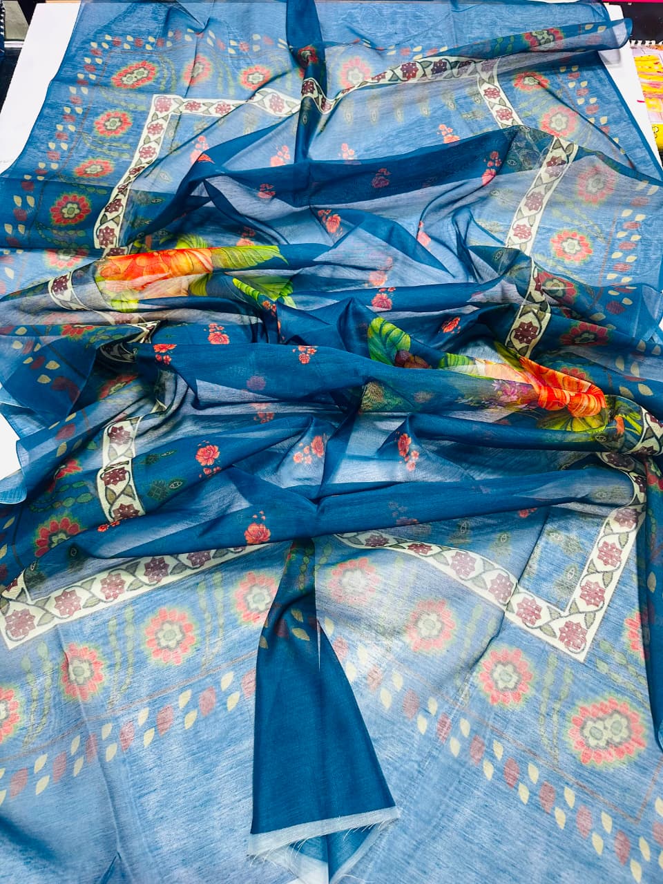 Elegant Blue Printed 3-Piece Ladies Suit