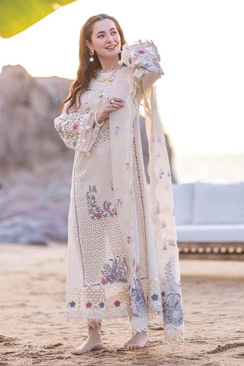 Pastel-Floral Embroidered Lawn 3-Piece Suit