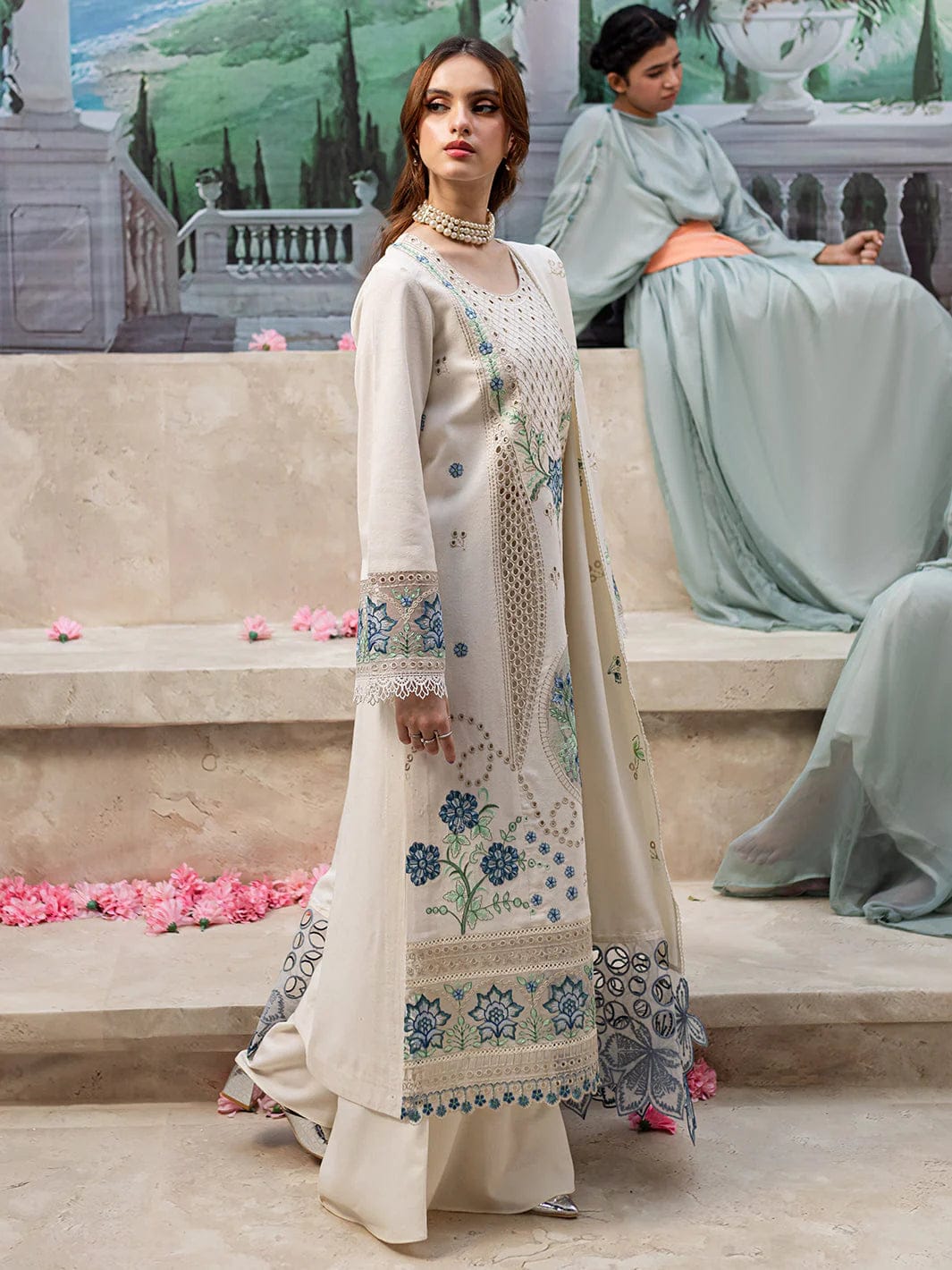 Ivory / Off-White with Blue 3-PC Suit