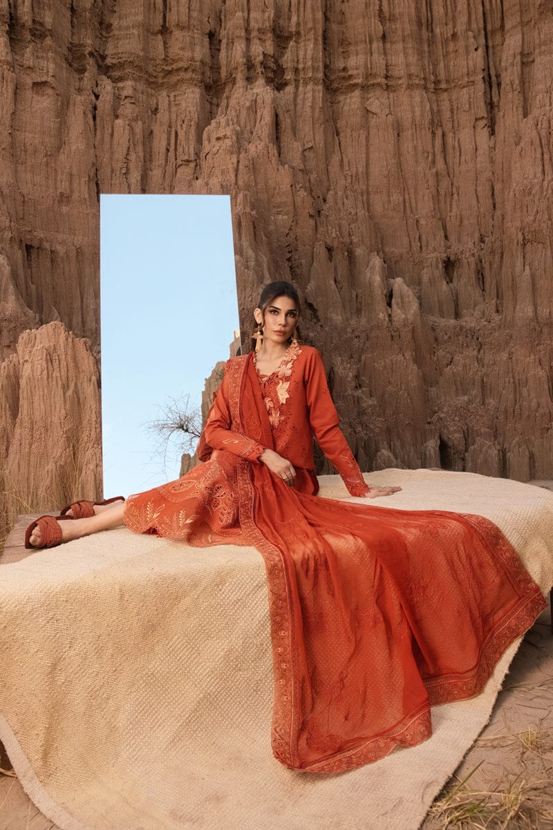 Rust Orange Embroidered 3-Piece Suit