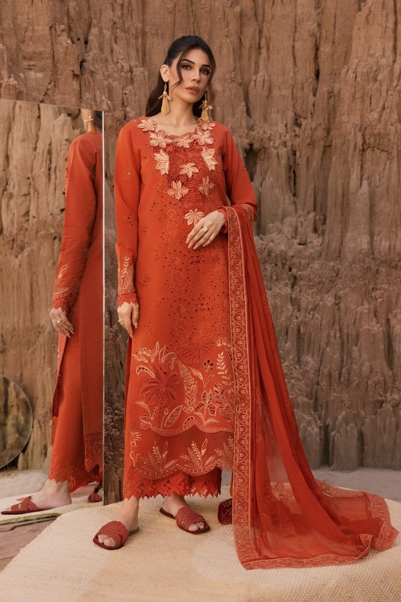 Rust Orange Embroidered 3-Piece Suit