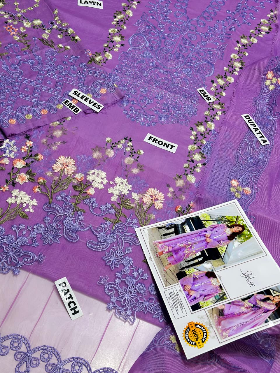 Lavender Embroidered 3-Piece Ladies Suit