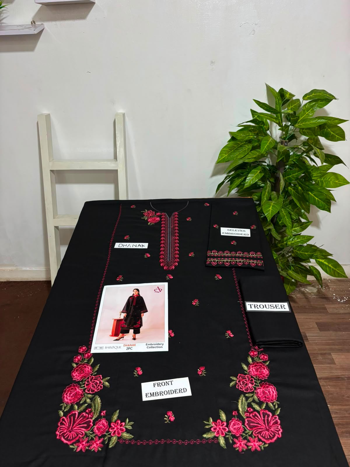 Black  Dhanak 2-Piece Suit